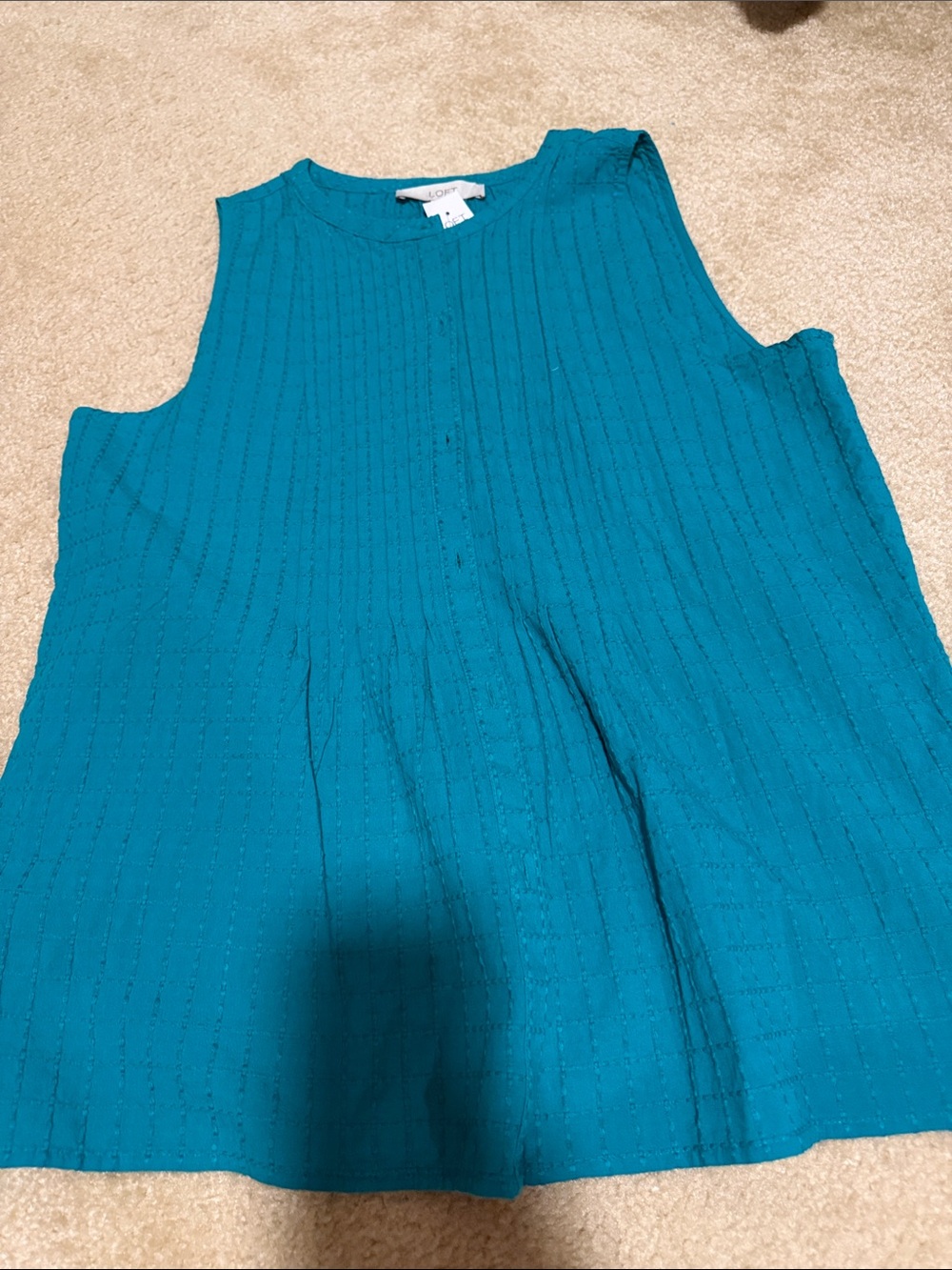 LOFT Teal Grid-Textured Shell Top - Picture 2 of 4